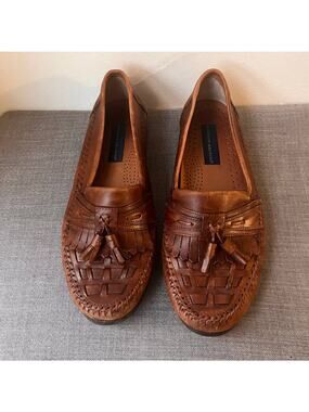 Giorgio Brutini Club House Loafers Mens 11 D Brown Leather Woven Kiltie Tassel